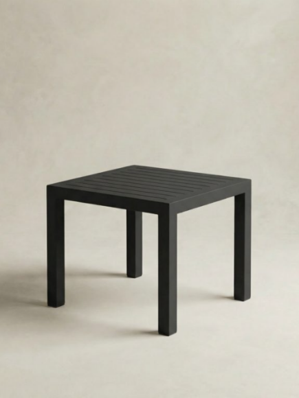 Square Slatted Aluminum End Table